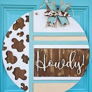 Howdy Door Hanger | Everyday All Year Door Hanger | Western Door Decor | DIY Cow Print Door Hanger