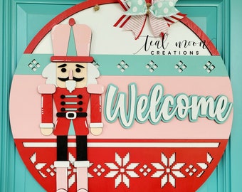 Nussknacker Türschild | Retro Weihnachtsdekor | DIY Weihnachtstürschilder