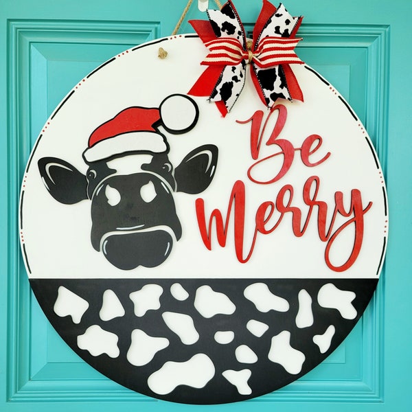 Christmas Cow Door Hanger Etsy