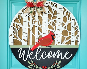 Cardinal Door Hanger | Christmas Door Hanger | Red Bird Door Hangers | DIY Christmas Hanger