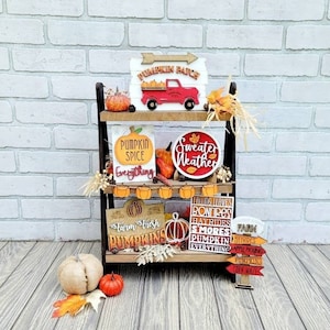 Farm Fresh Pumpkins Flerstegsbrickset | Höstbricka | Pumpafältsbricka | Tröjväderbricka | Set om 8 | Gör-det-själv höstbricka