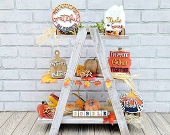Thanksgiving Tiered Tray Set | Thankful Grateful Blessesd Set | Gobble Tiered Tray | Give Thanks | Set of 10 | DIY Thanksgiving Tiered Tray