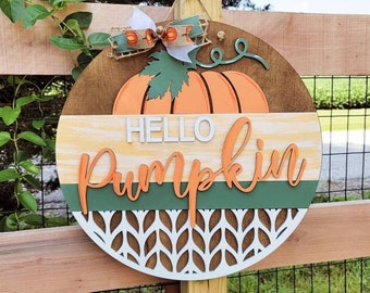 Hello Pumpkin Door Hanger | Fall Door Hanger | DIY Fall Pumpkin Door Hanger