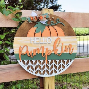 Hello Pumpkin-deurhanger | Deurhanger val | DIY herfstpompoen deurhanger