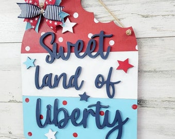 Sweet Land of Liberty | Patriotic Popsicle Door Hanger | DIY 4th of July