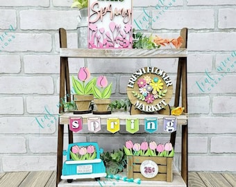 Tulip Tiered Tray | Spring Tiered Tray Set | Set of 8 | DIY Spring Tiered Tray
