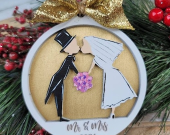 Mr. & Mrs. Wedding Ornament | First Christmas Married Ornament | Our First Christmas Ornament