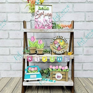 Tulip Tiered Tray Spring Tiered Tray Set Set of 8 DIY Spring Tiered Tray image 1
