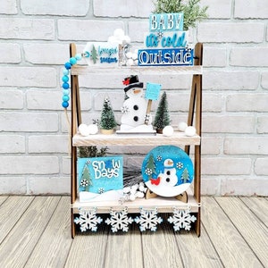 Snow Days | Snowman Tiered Tray Set | Set of 7 | DIY Winter Tiered Tray Decor