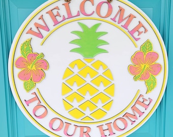 Pineapple Door Hanger | Summer Door Hanger | Tropical Door Hanger | DIY Summer