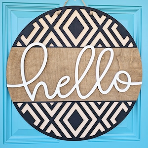 Hello Geometric Door Hanger | Everyday All Year Door Hanger | Boho Simple Door Decor | DIY Everyday Door Hanger