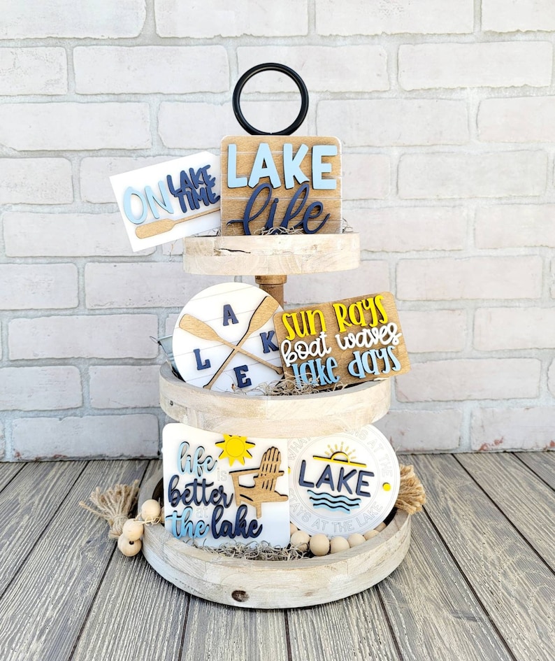 Lake Tiered Tray Set Lake Life Set of 6 DIY Lake Decor Etsy