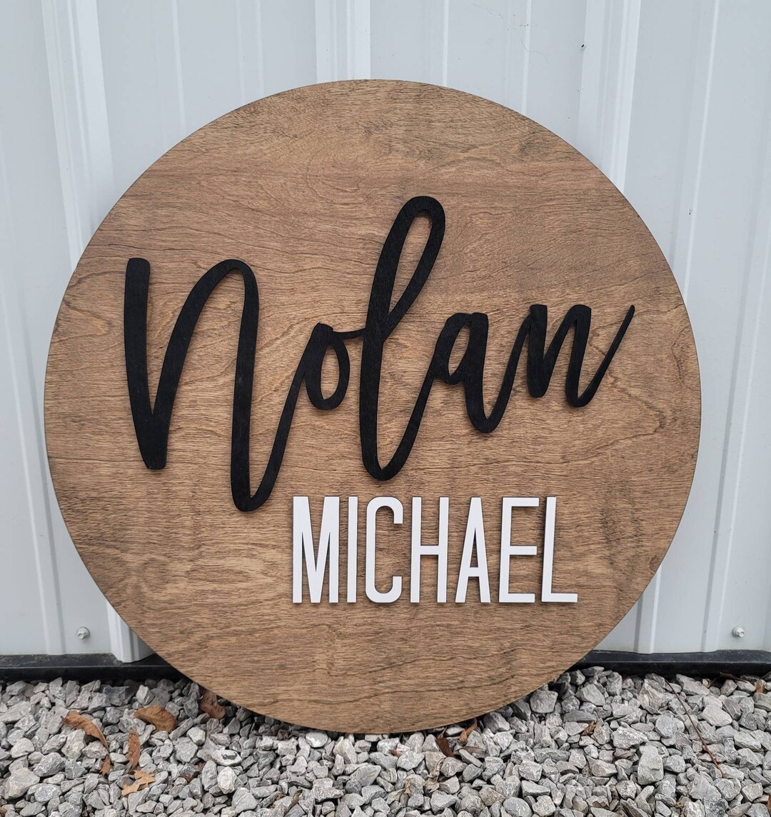 Nursery Name Sign Bedroom Name Sign 3D Round Nursery Sign Custom Name Sign Baby Shower Gift Baby