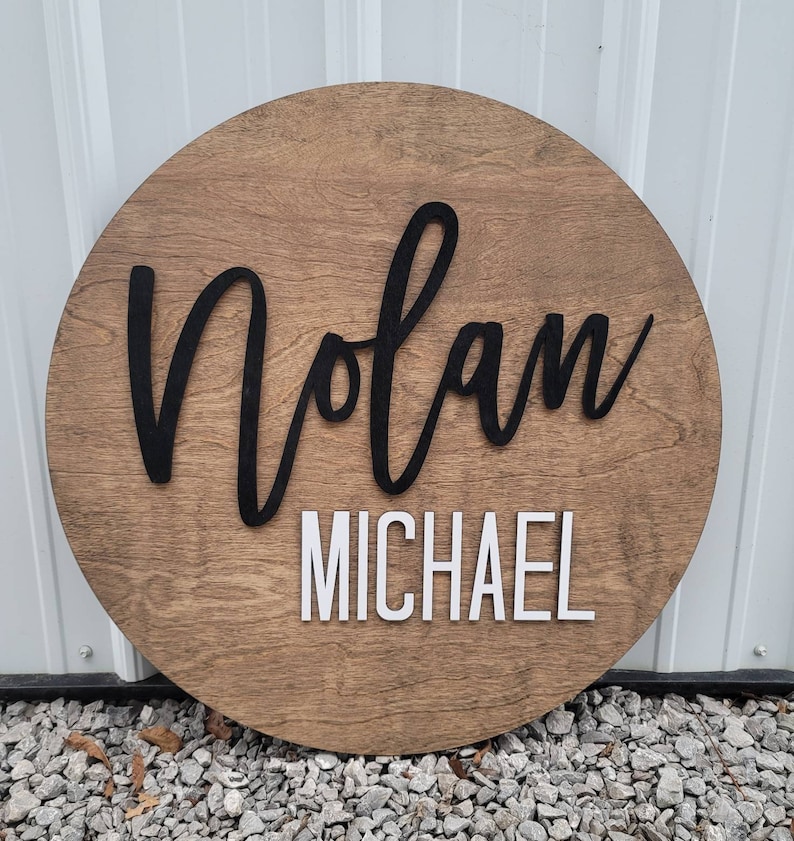 Nursery Name Sign Bedroom Name Sign 3D Round Nursery Sign Etsy