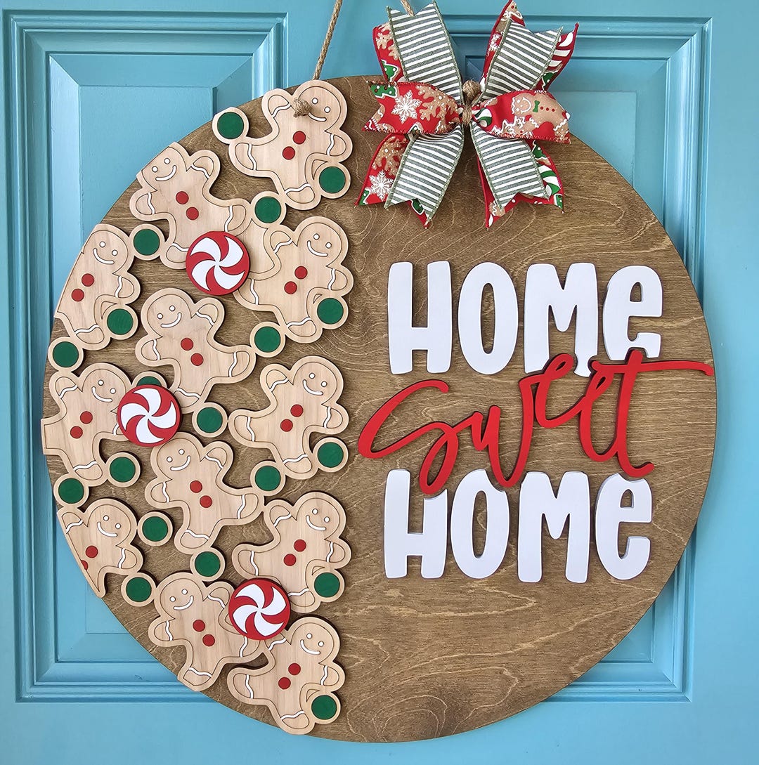 Gingerbread Door Hanger | Home Sweet Home Christmas Decor - Etsy