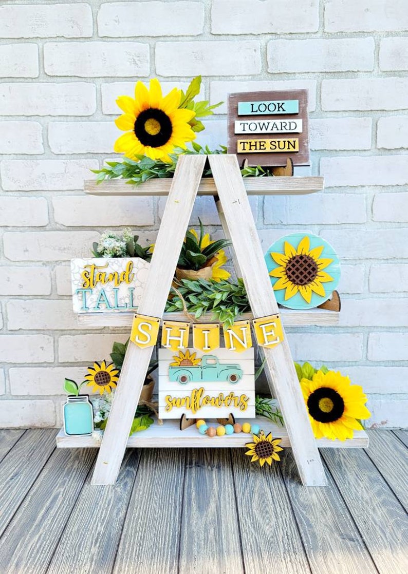 Sunflower Tiered Tray Set | Summer Tray Decor | Fall Tiered Tray Set ...