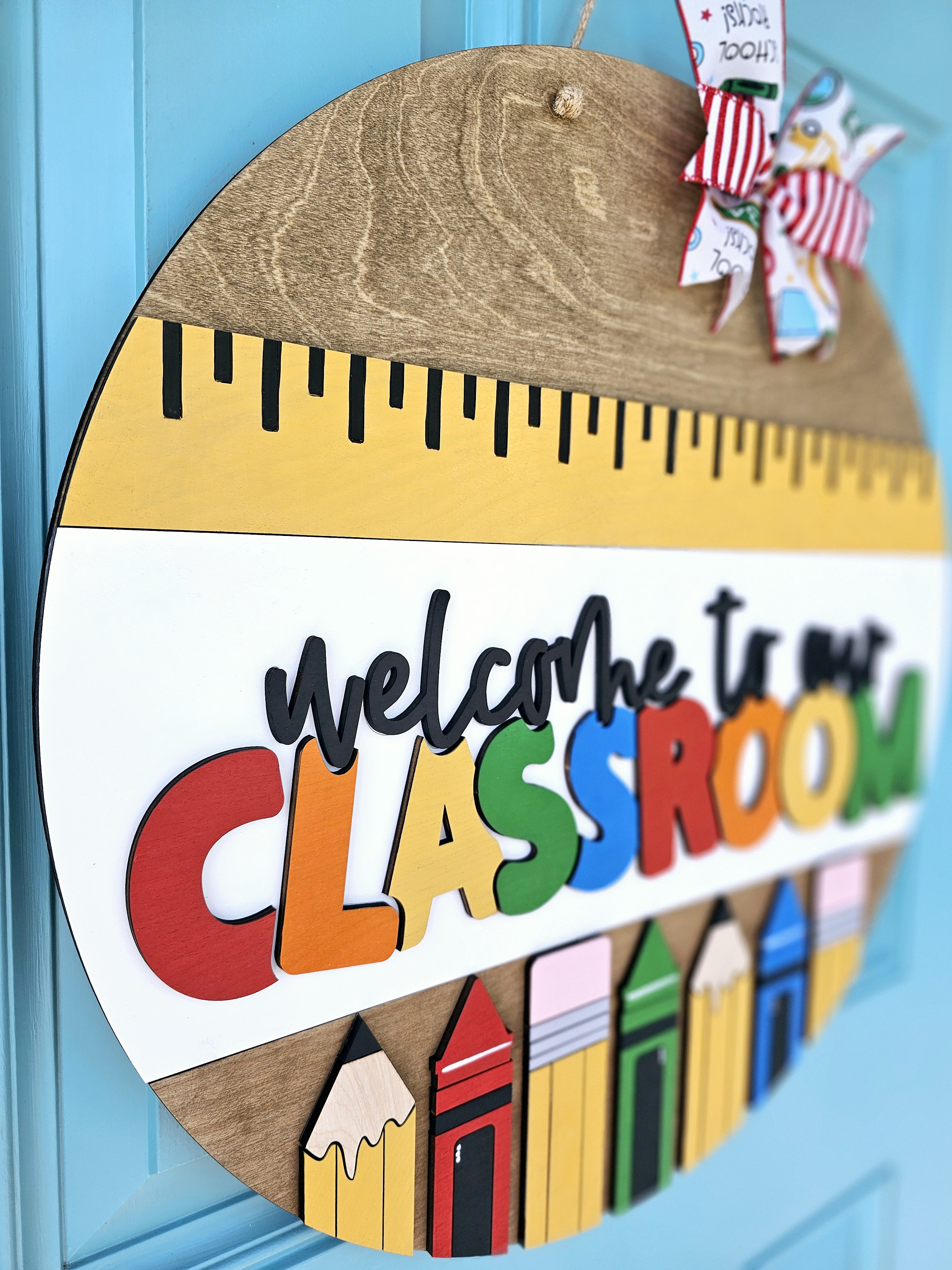 Classroom Welcome Sign | Teacher Door Hanger, 3D Wood Decor - Etsy