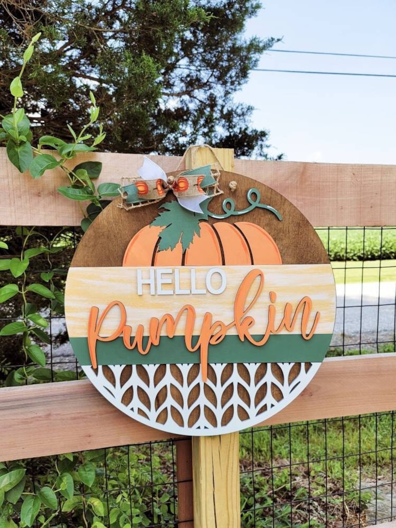 Hello Pumpkin Door Hanger Fall Door Hanger DIY Fall Pumpkin Door Hanger image 1