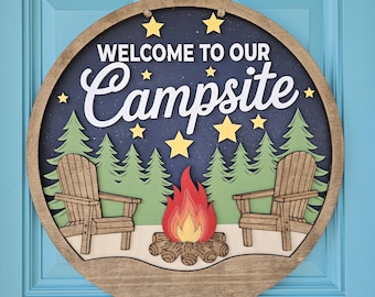 Welcome to Our Campsite Door Hanger | Camping Decor | DIY Camping Signs