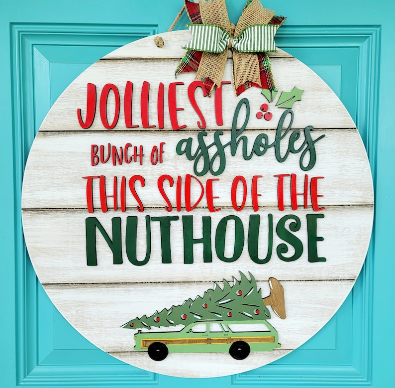 Türschild Türhänger | Weihnachten Humor | National Lampoon Türschild | DIY lustige Weihnachtstürschilder Bild 1