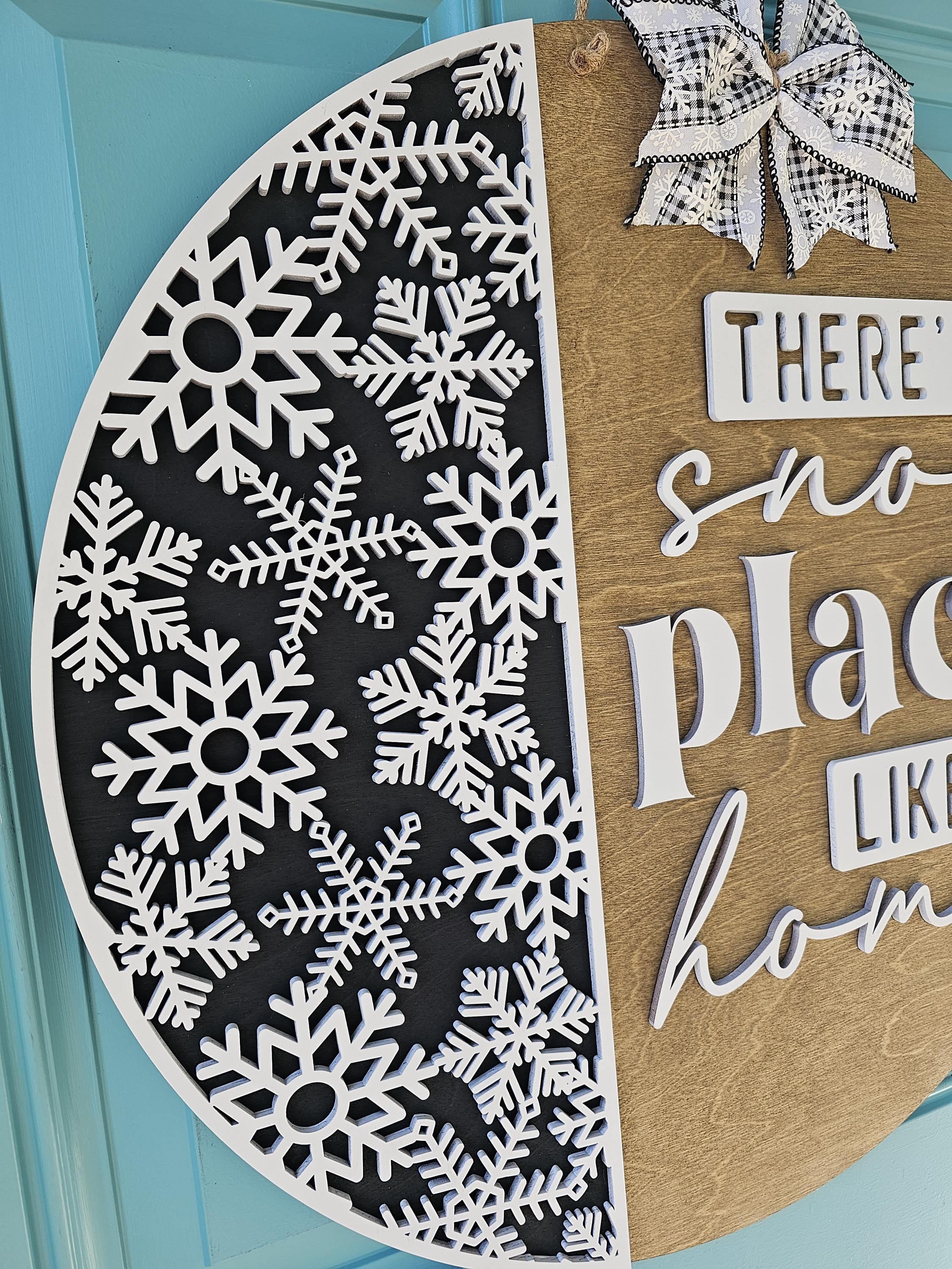 There's Snow Place Like Home | Neutral Winter Door Hanger | Snowflake ...