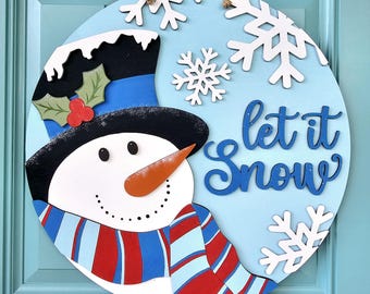 Let it Snow Scarf Snowman | Snowman Door Hanger | Winter Door Hanger | DIY Winter Snowman Door Decor