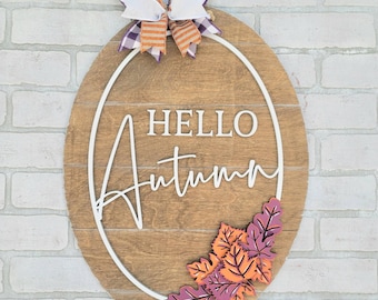 Hello Autumn Door Hanger | Oval Fall Door Hanger | DIY Pumpkin Door Hanger