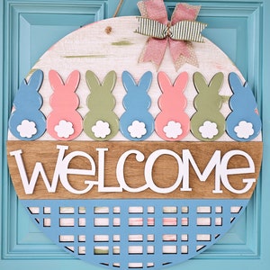 Willkommen Bunny Line Türschild | Osterhase Tür Dekor | DIY Ostern Türschild