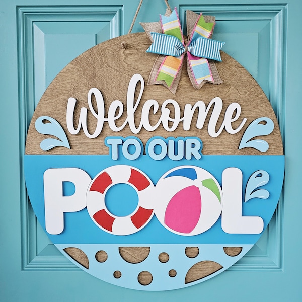 Welcome To Our Pool Door Hanger | Swimming Pool Decor | DIY Summer Pool Door Hanger