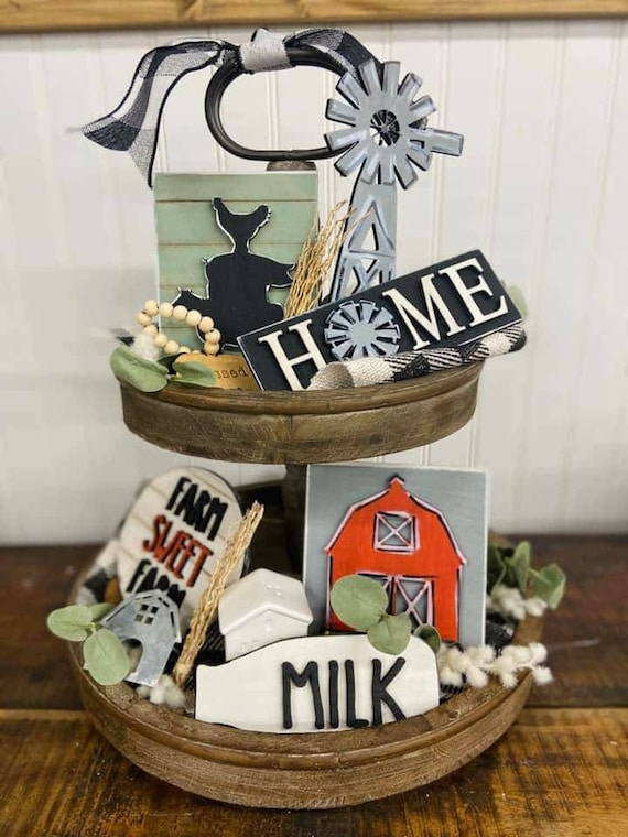 Decorazione del vassoio a livelli di Pasqua primaverile, Decorazione del vassoio a livelli di Pasqua - Artigianato con insegne festive da tavolo,Set di 12 cartelli decorativi pasquali in legno, cartel