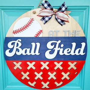 At The Ball Field Door Hanger | Baseball Door Decor | DIY Baseball Door Hanger