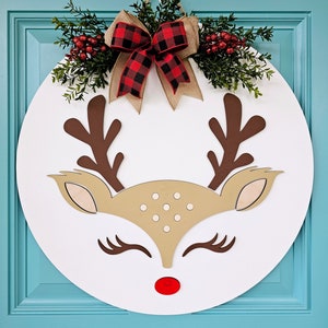 Girl Reindeer Door Hanger | Christmas Deer | Reindeer Door Decor | DIY Deer Door Hanger