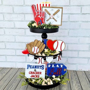 Baseball Tiered Tray | Baseball Tray Set | Set of 7 | DIY Baseball Tiered Tray