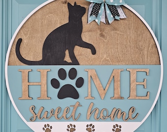 Home Sweet Home Cat | Pet Door Hanger | Cat Door Hanger | DIY HSH Cat Decor
