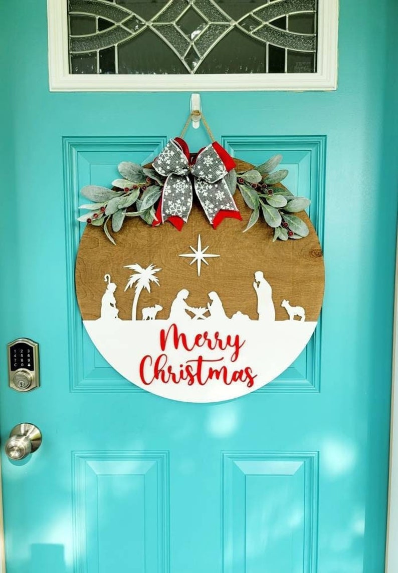 Nativity Door Hanger Merry Christmas Door Hanger DIY Etsy