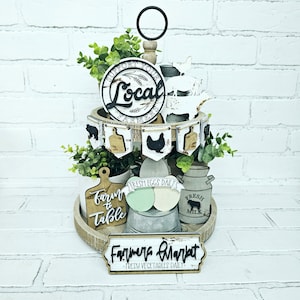 Farmers MarketTiered Tray Set | Farmhouse Decorative Tiered Tray | Set of 7 | Farmhouse Decor Set