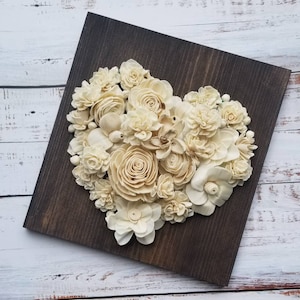 Wood Flower Heart Sign | Farmhouse Decor