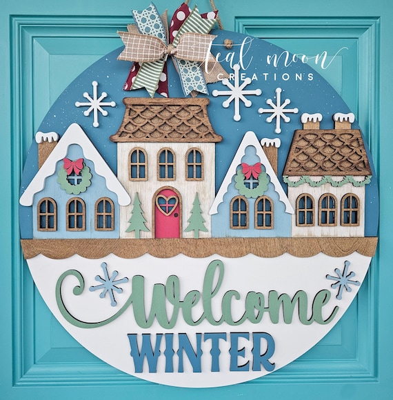 Welcome Winter Village Door Hanger | Village Door Hanger | DIY Winter Door Decor