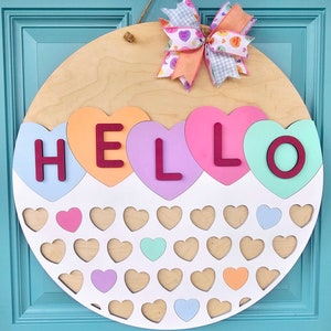 Valentines Day Conversation Hearts Door Hanger | Hello Valentines Day Decor | Valentine's Day Hello | DIY Valentines Day Door Hanger