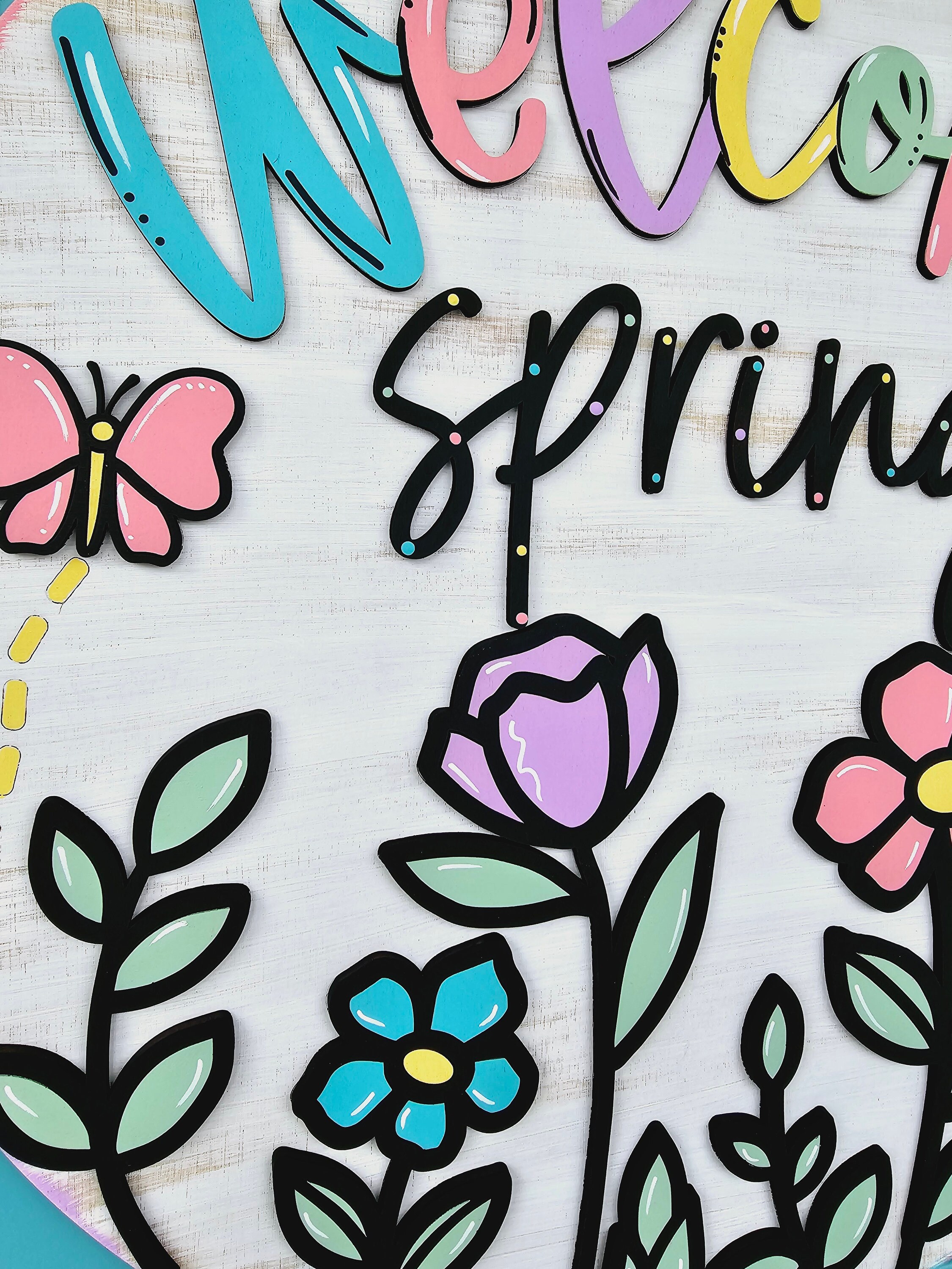 Welcome Spring Wildflowers Door Hanger | Spring Porch Decor | Spring ...