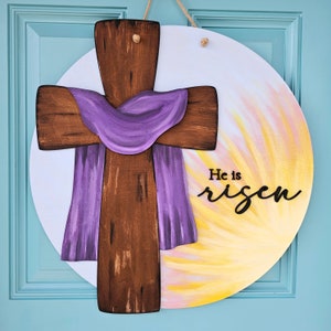 He is Risen Sunshine Cross Door Hanger | Easter Door Hanger | Religious Door Hanger | DIY Cross Door Decor