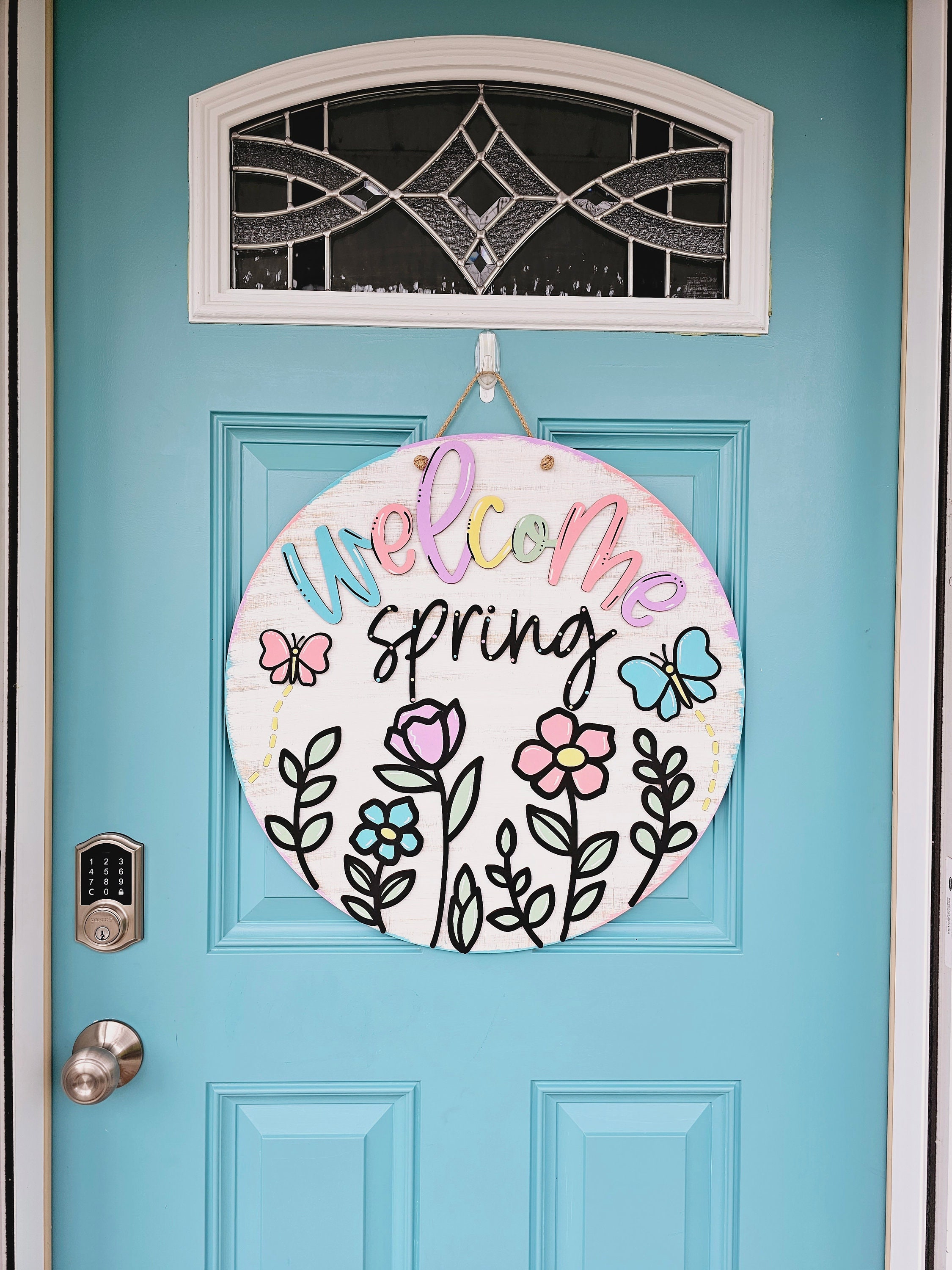 Welcome Spring Wildflowers Door Hanger Spring Porch Decor - Etsy