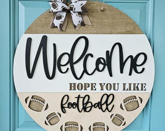 Willkommen Ich hoffe du magst Fußball | Fußball Türschild | Fußball Saison Türschild | DIY Fussball Türschild