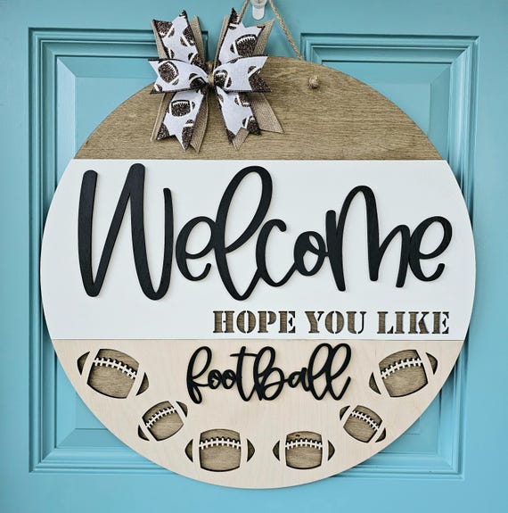 Welcome Hope You Like Football | Football Door Hanger | Football Season Door Hanger | DIY Football Door Hanger