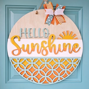 Wieszak na drzwi Hello Sunshine | Wieszak na drzwi Sun Rays | Wieszak na drzwi DIY na lato
