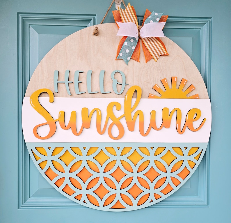 Hello Sunshine Door Hanger | Sun Rays Door Hanger | DIY Summer Door Hanger image 1