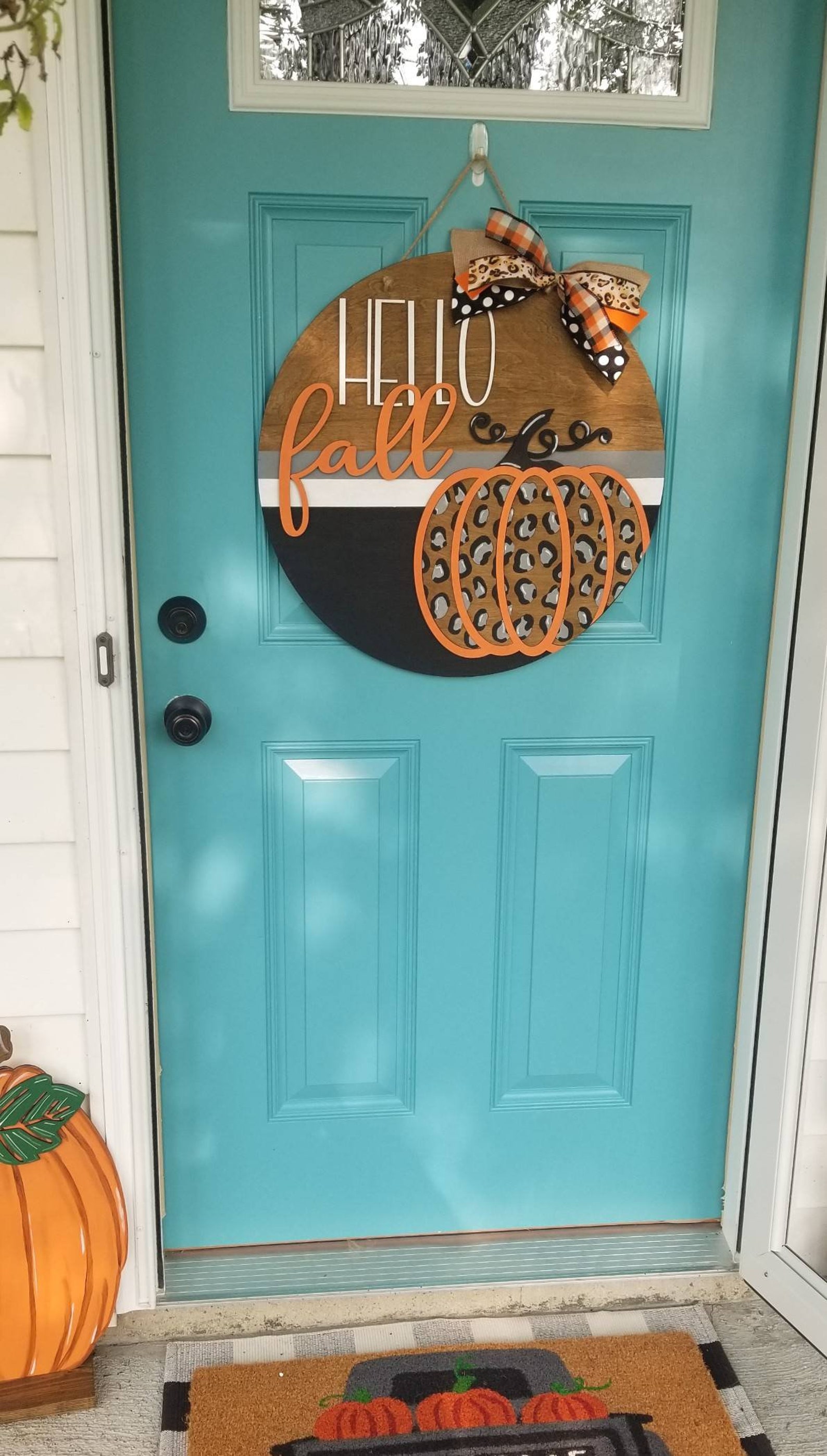 Fall Door Hanger Fall Leopard Door Hanger Fall Door Decor Etsy
