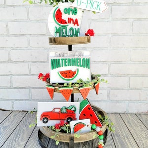 Watermelon Tiered Tray | Farm Fresh Watermelon | Set of 8 | DIY Watermelon Decor1