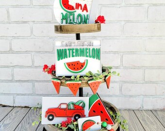 Bandeja escalonada de sandía / Sandía fresca de granja / Juego de 8 / Decoración de sandía DIY1