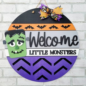 Welcome Little Monsters Door Hanger | Halloween Door Decor | DIY Halloween Door Hanger